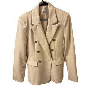 OLIA Wool Double Breasted Blazer Jacket Ivory Cream Size S Formal Neat